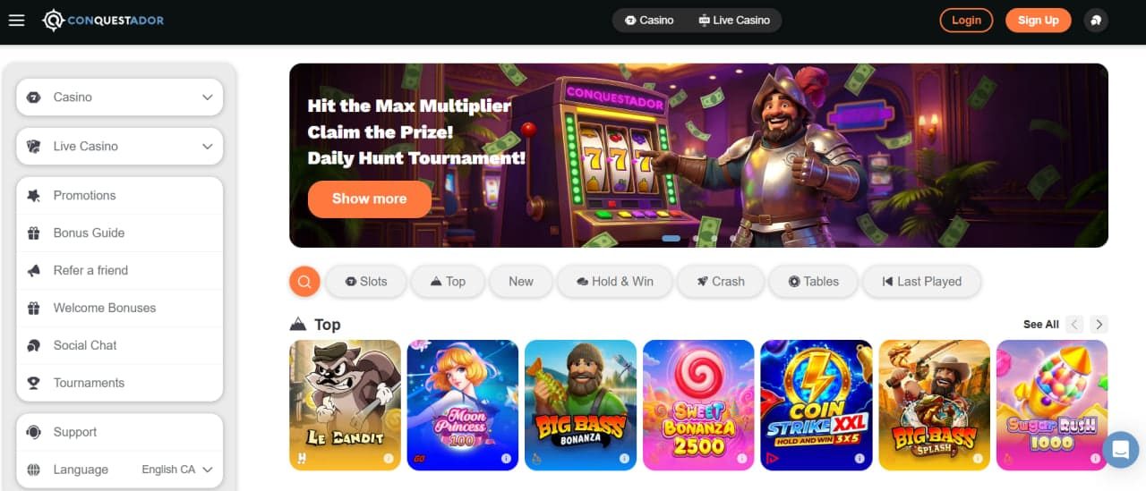 Conquestador Casino : Bonuses, VIP Rebate, Games