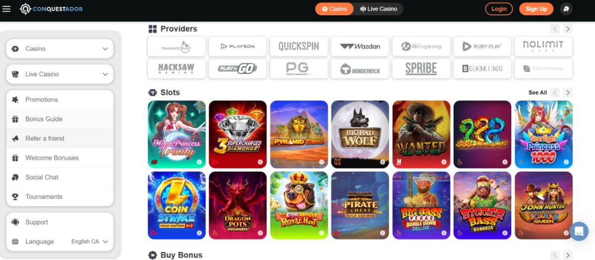 Conquestador Casino : Bonuses, VIP Rebate, Games image 2